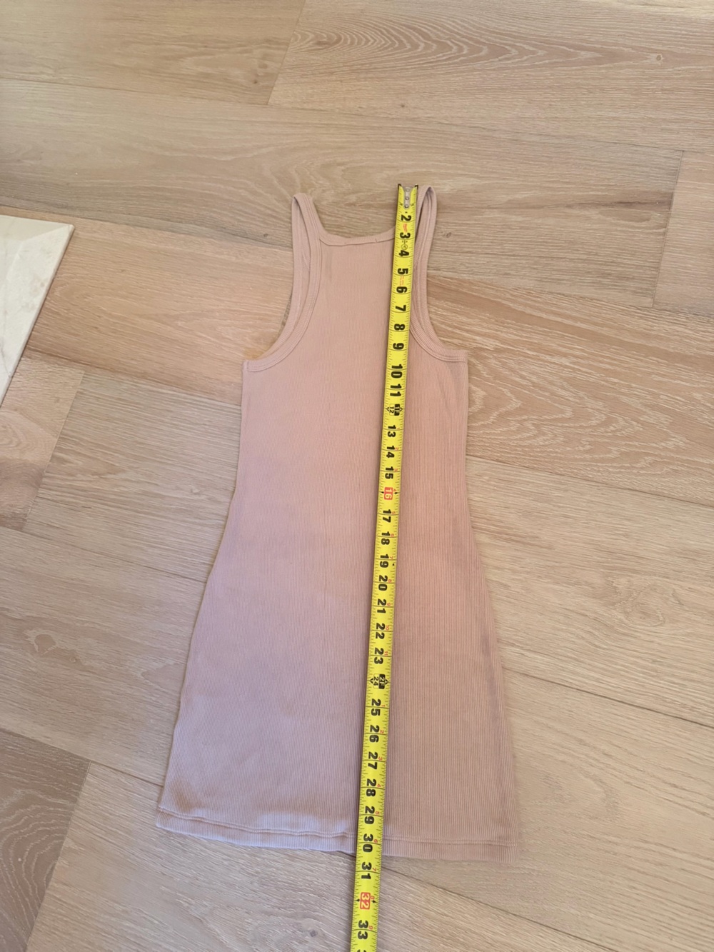 LNA Sleeveless Ribbed skinny racer Tank Dress in Nude - Picture 3 of 6